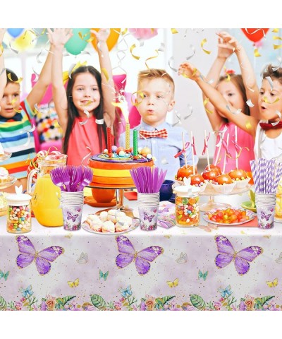 176 Pcs Butterfly Birthday Party Supplies Butterfly Party Decorations Tablecloth Plates Napkins Cups Straws Knives Forks Birt...