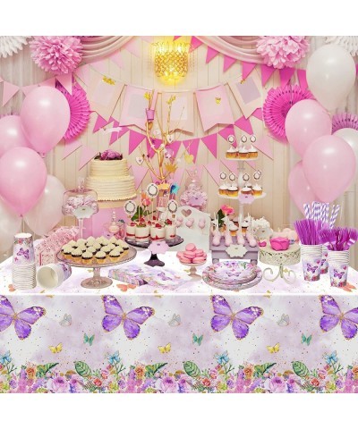 176 Pcs Butterfly Birthday Party Supplies Butterfly Party Decorations Tablecloth Plates Napkins Cups Straws Knives Forks Birt...