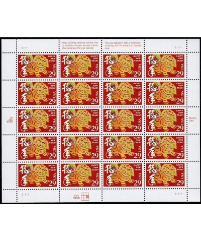 Year of the Dog: Lunar New Year Full Sheet of 20 x 29-Cent Postage Stamps USA 1994 Scott 2817 $19.65 Collectibles Display & S...