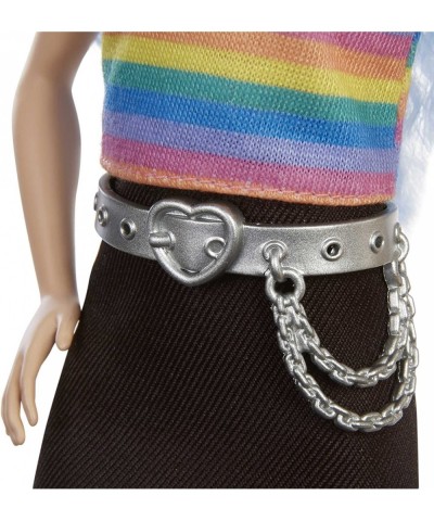 Fashionistas Doll 170 Rainbow Striped Top & Black Skirt Toy for Kids 3 to 8 Years Old Pink $22.83 Dolls