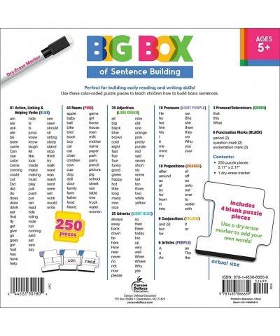 Carson Dellosa Big Box of Sentence Building Game Puzzle Box with Sight Words Word Families and Digraphs Dry Erase Sentence St...