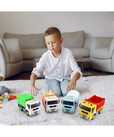 4 Pack City Service Vehicle Car Truck Toy Set - Tow Truck Dump Truck Sprinkler and Garbage Truck - with Friction Powered Whee...