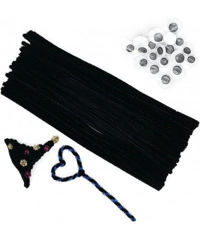 100 pcs Black Pipe Cleaners with 20 pcs Googly Eyes Chenille Stems for Craft Project Craft Pipe Cleaners for Kids DIY Project...