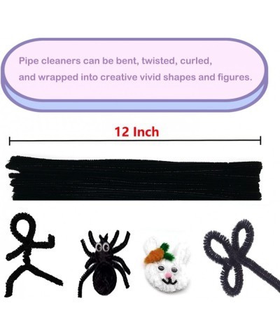 100 pcs Black Pipe Cleaners with 20 pcs Googly Eyes Chenille Stems for Craft Project Craft Pipe Cleaners for Kids DIY Project...