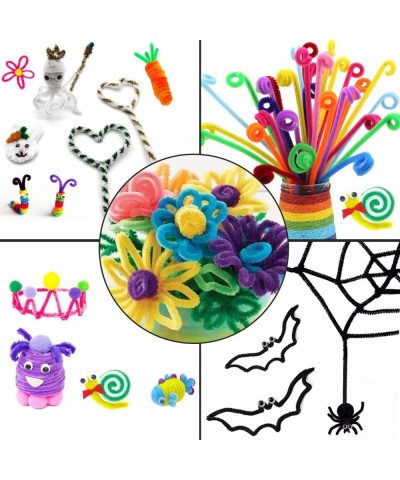 100 pcs Black Pipe Cleaners with 20 pcs Googly Eyes Chenille Stems for Craft Project Craft Pipe Cleaners for Kids DIY Project...