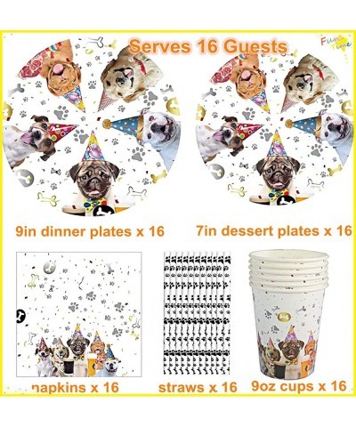 Dog Party Supplies Dog Theme Tableware Kit Including Plates Cups Straws Napkins for Dog Puppy Kids Birthday Baby Shower Decor...