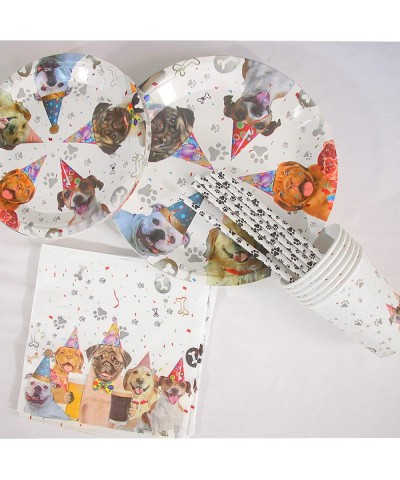 Dog Party Supplies Dog Theme Tableware Kit Including Plates Cups Straws Napkins for Dog Puppy Kids Birthday Baby Shower Decor...