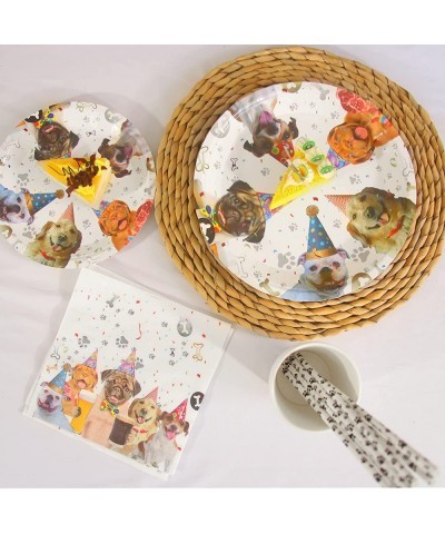 Dog Party Supplies Dog Theme Tableware Kit Including Plates Cups Straws Napkins for Dog Puppy Kids Birthday Baby Shower Decor...