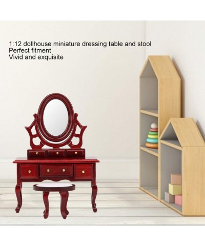 1:12 Dollhouse Bedroom Furniture Wooden Vanity Table Set Makeup Dressing Table Desk for Barbies(S) $26.64 Dollhouse Accessories