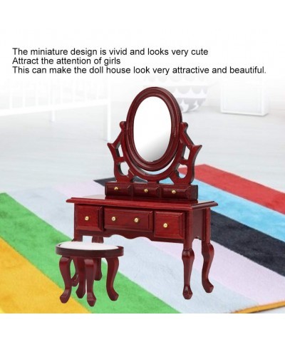 1:12 Dollhouse Bedroom Furniture Wooden Vanity Table Set Makeup Dressing Table Desk for Barbies(S) $26.64 Dollhouse Accessories