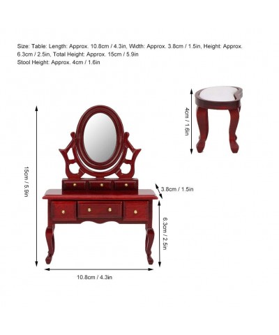 1:12 Dollhouse Bedroom Furniture Wooden Vanity Table Set Makeup Dressing Table Desk for Barbies(S) $26.64 Dollhouse Accessories