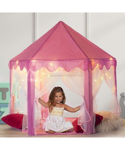 Kids Large Playhouse Tent – Kids Play Tent Princess Castle Pink - Play Tent House For Girls With Star Lights & Carry Bag - Pr...