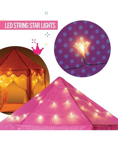 Kids Large Playhouse Tent – Kids Play Tent Princess Castle Pink - Play Tent House For Girls With Star Lights & Carry Bag - Pr...