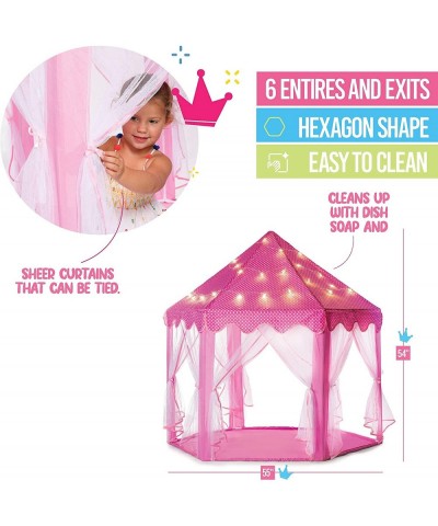 Kids Large Playhouse Tent – Kids Play Tent Princess Castle Pink - Play Tent House For Girls With Star Lights & Carry Bag - Pr...