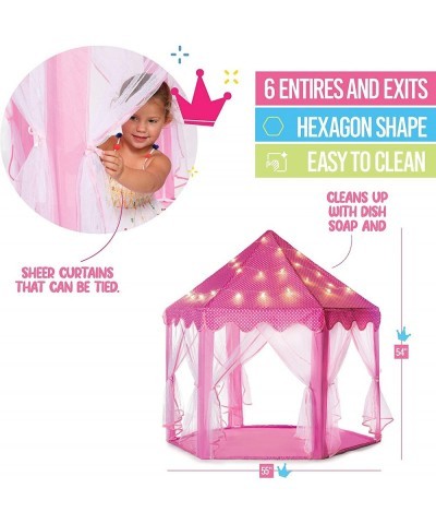 Kids Large Playhouse Tent – Kids Play Tent Princess Castle Pink - Play Tent House For Girls With Star Lights & Carry Bag - Pr...