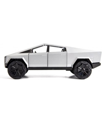 1/24 Cybertruck Electric Pick-Up Truck Model Car Zinc Alloy Pull Back Toy Car with Sound and Light for Kids Boy Girl(Silver) ...