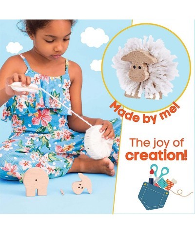 Pompom Animals Wooden Toys Kit – DIY Lion Porcupine and Sheep Arts and Crafts Pom Pom Kit for Kids Ages 5-10 Years Old– Monte...