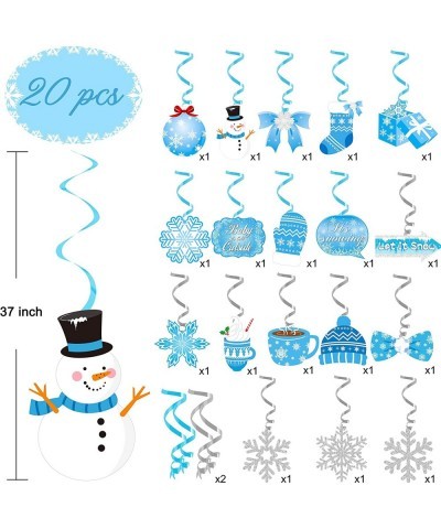 20pcs Winter Wonderland Hanging Swirls Snow Snowflake Snowman Foil Ceiling Decorations for Frozen Winter Theme Baby is Cold O...