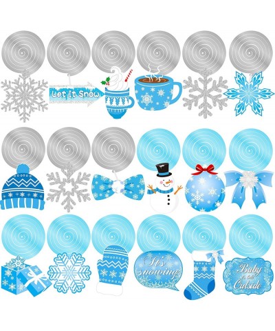 20pcs Winter Wonderland Hanging Swirls Snow Snowflake Snowman Foil Ceiling Decorations for Frozen Winter Theme Baby is Cold O...