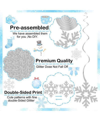 20pcs Winter Wonderland Hanging Swirls Snow Snowflake Snowman Foil Ceiling Decorations for Frozen Winter Theme Baby is Cold O...