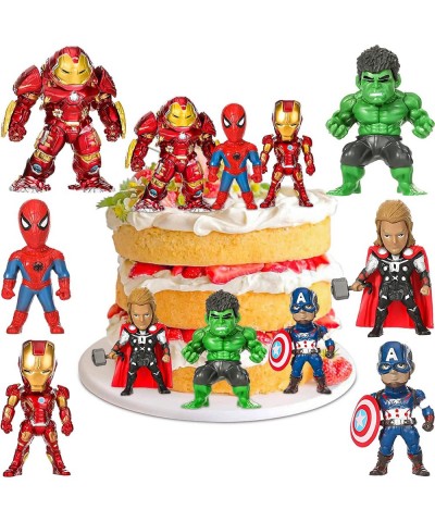 6 Pack Fun Hero Action Figures for Cake Topper Movie Action Adventures Figure Set with Bases Party Supplies Decorations Toy f...