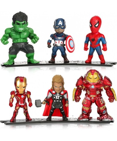 6 Pack Fun Hero Action Figures for Cake Topper Movie Action Adventures Figure Set with Bases Party Supplies Decorations Toy f...