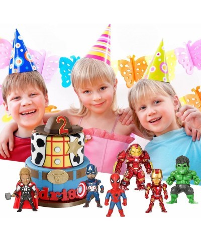 6 Pack Fun Hero Action Figures for Cake Topper Movie Action Adventures Figure Set with Bases Party Supplies Decorations Toy f...