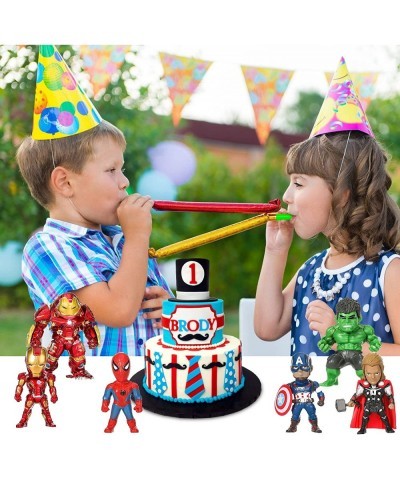 6 Pack Fun Hero Action Figures for Cake Topper Movie Action Adventures Figure Set with Bases Party Supplies Decorations Toy f...