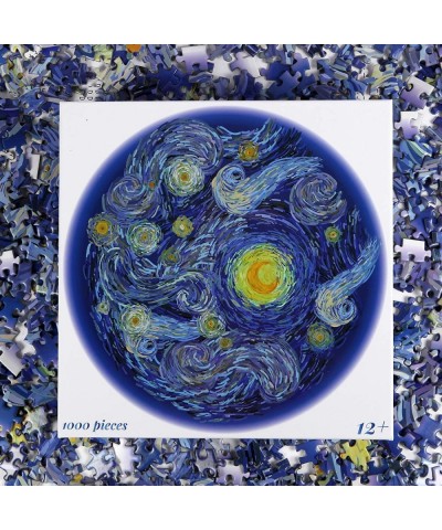 Puzzle-Starry Starry Night-1000 Pieces Creative Round Blue Board Jigsaw Puzzles Inspired by Van Gogh $31.44 Jigsaw Puzzles