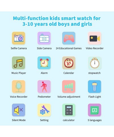 Kids Smart Watch Girls Boys Games Smart Watch with Music Camera Pedometer Video Alarm Flashlight Calculator Touch Screen Smar...