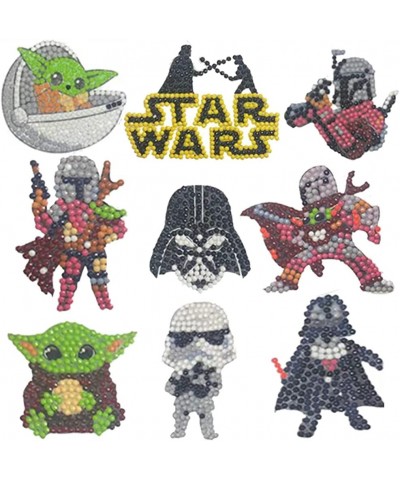 9PCS 5D DIY Diamond Painting Kits for Star War Party Stickers for Kids Stick Paint with Diamonds Drill for Star War Party Sup...