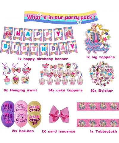 105PCS Jo-jo Birthday Party Supplies Birthday Decoration Include Happy Birthday Banners Tablecloth Hair Bow Hanging Swirls St...