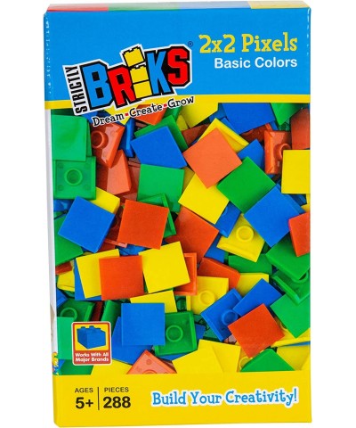 Classic Bricks 288 Piece 2x2 Blue Green Red and Yellow Pixel Building Creative Play Set - 100% Compatible with All Major Bric...