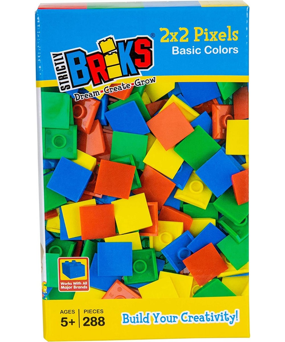 Classic Bricks 288 Piece 2x2 Blue Green Red and Yellow Pixel Building Creative Play Set - 100% Compatible with All Major Bric...