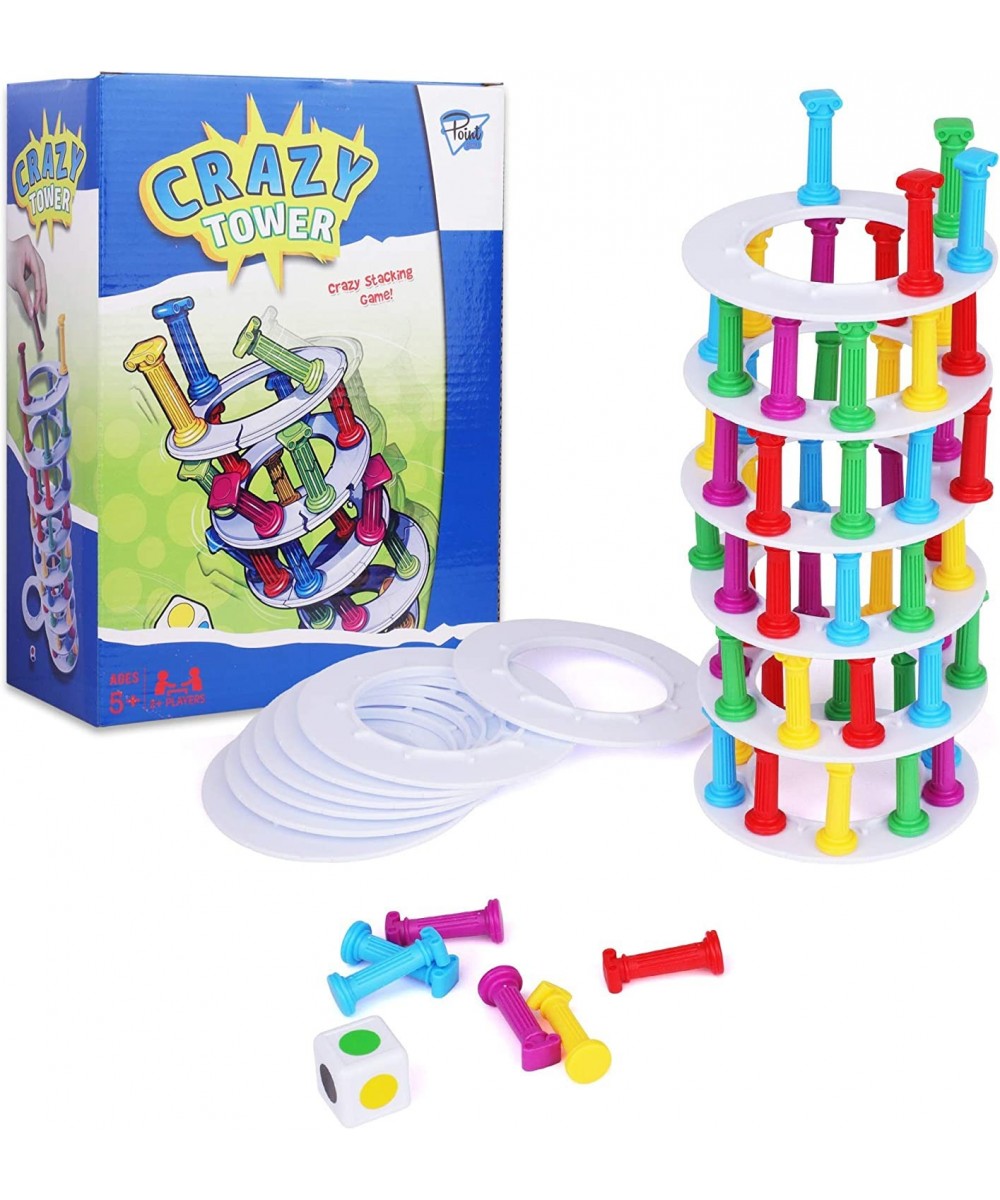 Crazy Tower - Stacking Tower Game with Fun Roman Column Design- Toppling Leaning Tower Toy with Dice - Developmental & Intera...