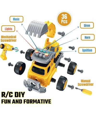 4-in-1 Take Apart Construction Toys for Kids 36Pcs RC Car Trucks w/ Electric 360° Drill Remote Control DIY STEM Vehicle Build...