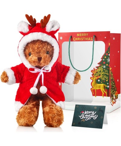 Bear with Christmas Robe Toys 16 Inch Xmas Plush Stuffed Teddy Bear Animal with Greeting Card and Bag for Christmas Thankgivi...