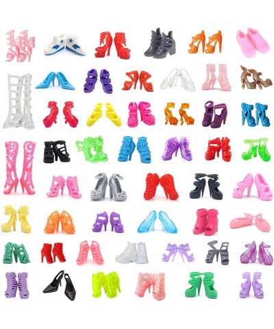 50Pairs 11.5" Fashion Doll Shoes Replacement Different Assorted Colors High Heel Shoes Doll Boots Flat Shoes Set Replacement ...