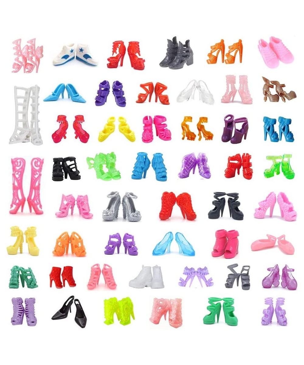 50Pairs 11.5" Fashion Doll Shoes Replacement Different Assorted Colors High Heel Shoes Doll Boots Flat Shoes Set Replacement ...