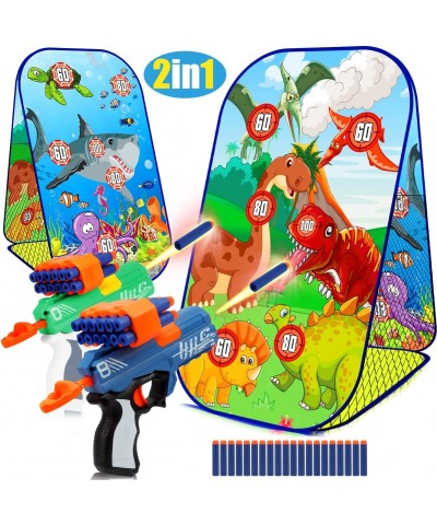 Dinosaur Shooting Game for Kids 5 6 7 8 9 10 Years Old - Double Sided Target with 2 Foam Dart Blasters & 40 Darts - Outdoor G...