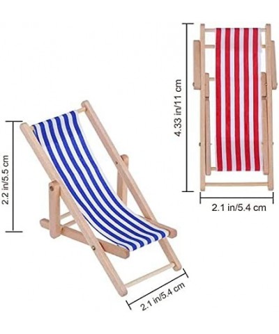 Dollhouse Miniature Furniture Accessories Foldable Wooden Beach Chair Mini Longue Deck Chair Doll House Ornament Kits for DIY...