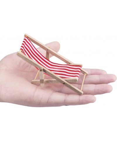 Dollhouse Miniature Furniture Accessories Foldable Wooden Beach Chair Mini Longue Deck Chair Doll House Ornament Kits for DIY...