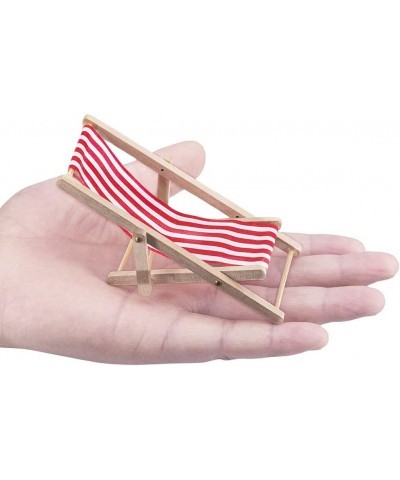 Dollhouse Miniature Furniture Accessories Foldable Wooden Beach Chair Mini Longue Deck Chair Doll House Ornament Kits for DIY...