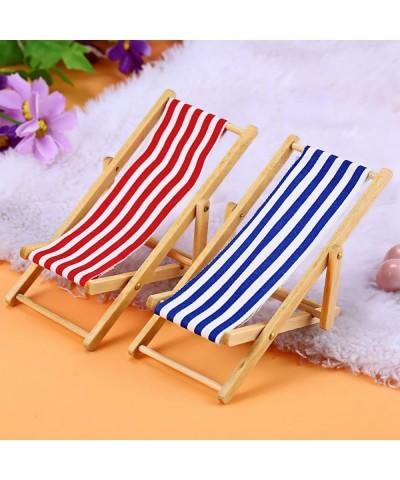 Dollhouse Miniature Furniture Accessories Foldable Wooden Beach Chair Mini Longue Deck Chair Doll House Ornament Kits for DIY...