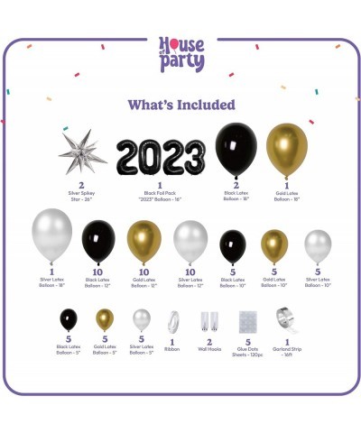 New Years Eve Balloon Garland Kit - Gold Black Silver Balloons with Star and 2023 Foil Balloon Cheers Happy New Year Decorati...