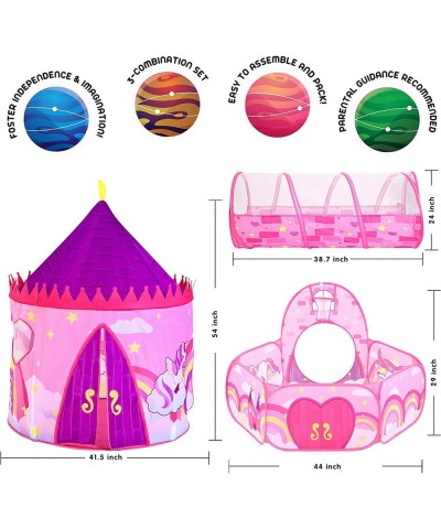 Girls Unicorn Princess Pink Castle Play Tent with Pop Up Play Tent Tunnel and Playhouse with Ball Pit Kids Indoor Outdoor Pla...