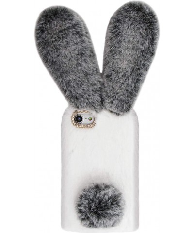 Bunny Case for Samsung Galaxy S21 FE 5G Cute Rabbit Ears Warm Fluffy Handmade Rabbit Fur Soft Plush Flexible TPU Silicone Bum...