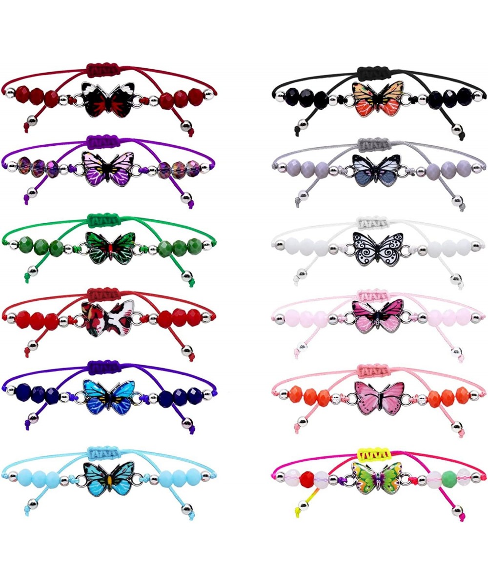 24 Pack Christmas Gift Butterfly Bracelet Party Favors Multicolor Women Bracelets Beads Colorful Crystal Woven Friendship Bra...