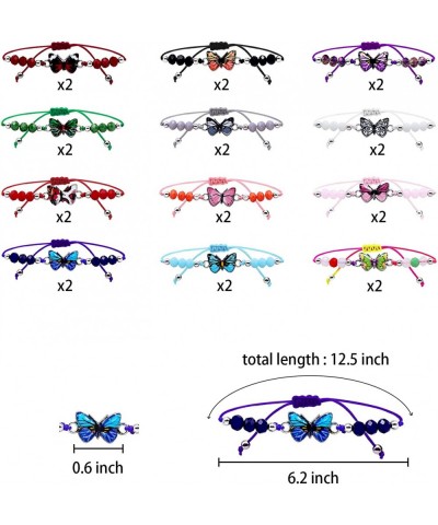 24 Pack Christmas Gift Butterfly Bracelet Party Favors Multicolor Women Bracelets Beads Colorful Crystal Woven Friendship Bra...