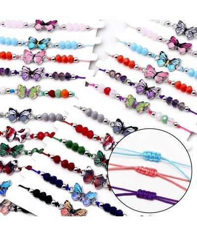 24 Pack Christmas Gift Butterfly Bracelet Party Favors Multicolor Women Bracelets Beads Colorful Crystal Woven Friendship Bra...